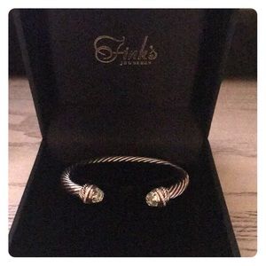 Cable Crossover Bracelet w/Prasiolite and Diamonds